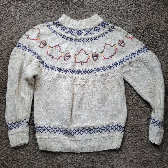 Woolrich Vintage Embroidered Sweater Long Sleeve Maple Leaves Women’s Size Large - Picture 5 of 5